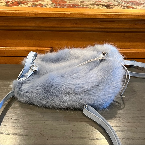 NWT Rebecca Minkoff Faux Fur Convertible Mini Julian Backpack - Powder Blue - Picture 7 of 12
